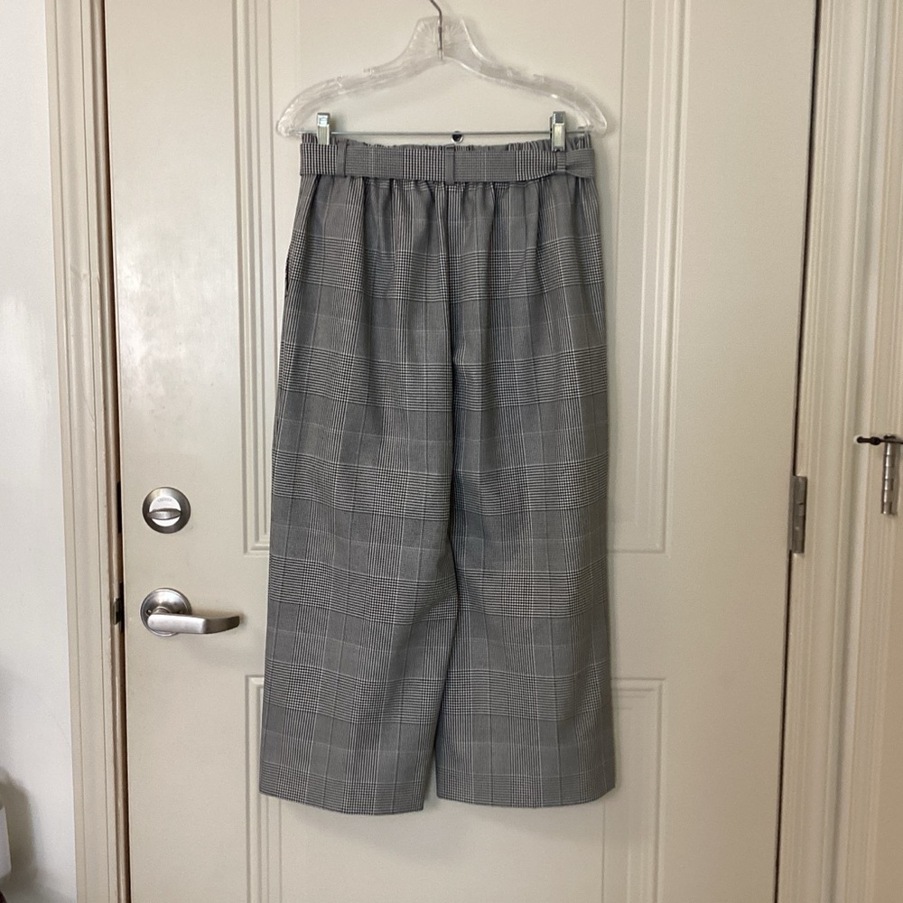 J. Crew Black White Houndstooth High-Waisted Wide-Leg Cropped Pants 6 EUC $109 - Picture 5 of 12